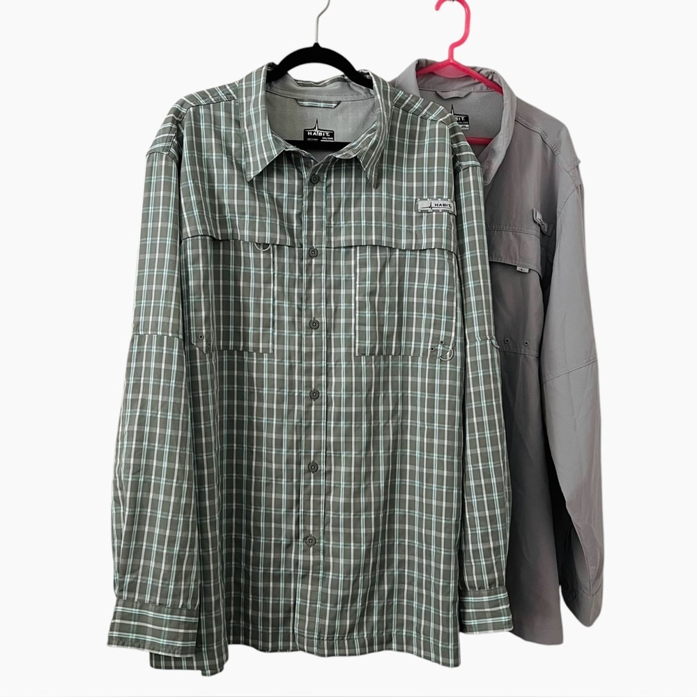Habit Fishing Outdoor Shirts Vented Long Sleeve 40+ SPF Men’s 2XL XXL Set of 2